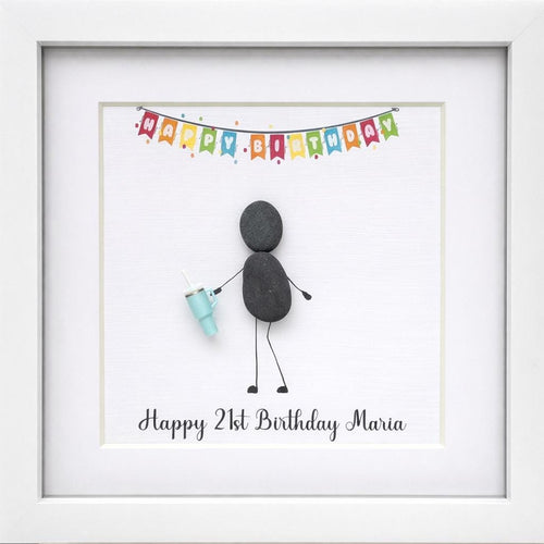 Personalised Birthday Haribo Bag & Stanley Tumbler Pebble Art - 21st, 30th, any age!