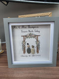 Personalised wedding pebble picture - framed mr & mrs pebble art wedding gift bridal arch - on your wedding day - the day we got married -