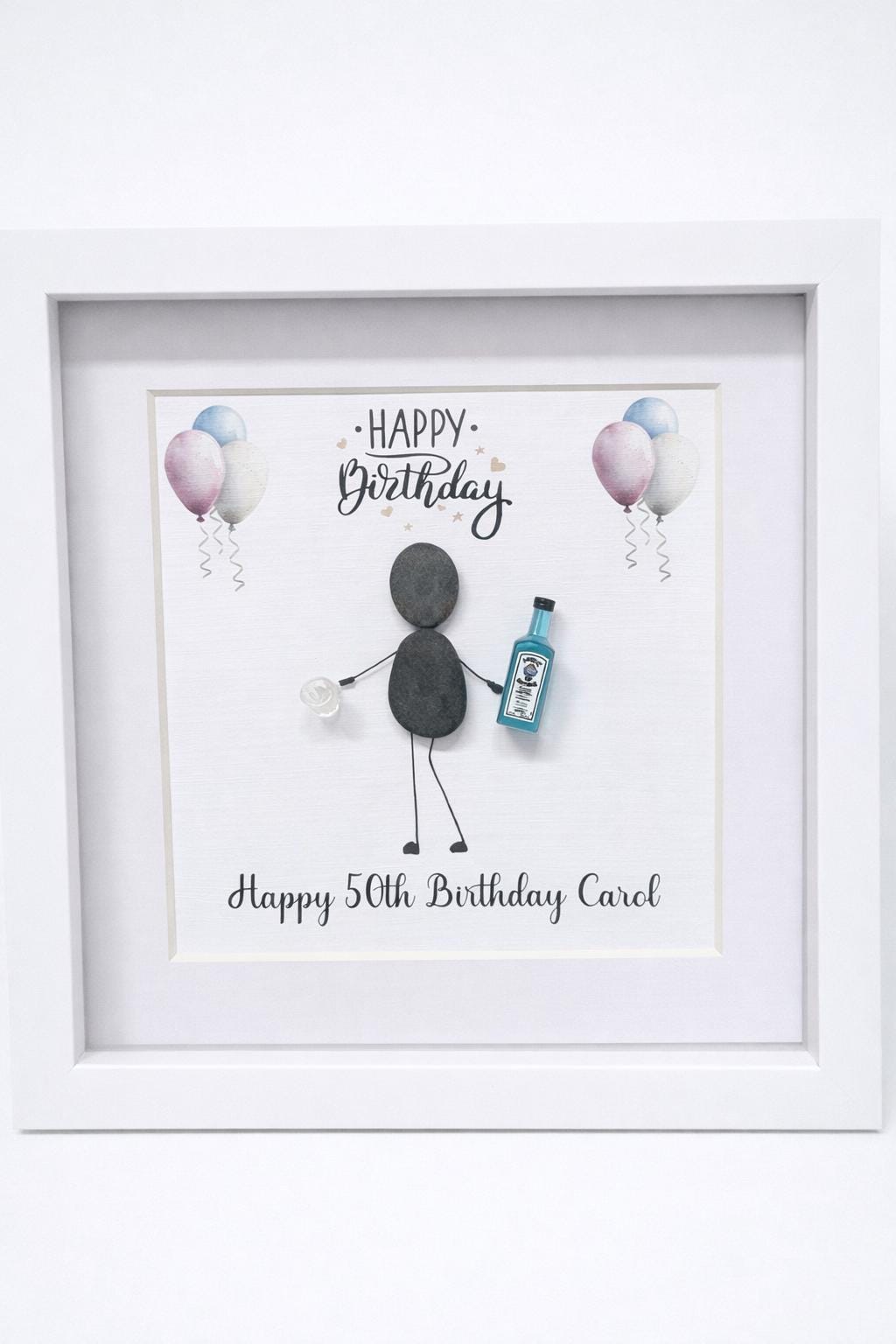 Personalised Birthday Age Spirits, Wine Beer 18+ Pebble Art