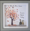 Personalised wedding pebble picture butterfly tree - framed mr & mrs pebble art wedding gift - on your wedding day - the day we got married