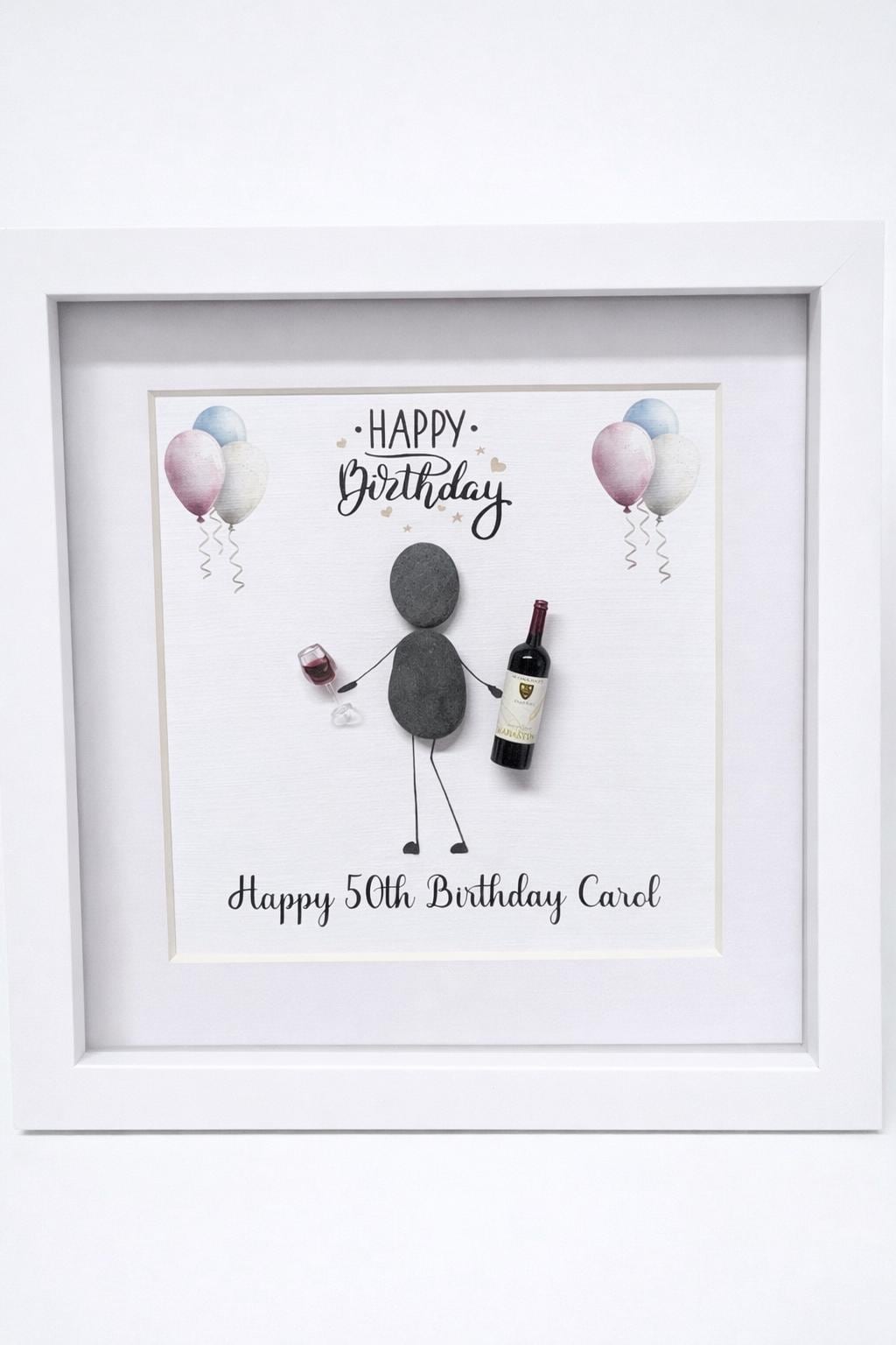 Personalised Birthday Age Spirits, Wine Beer 18+ Pebble Art